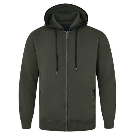 Moss Plain Zipper Hoodie