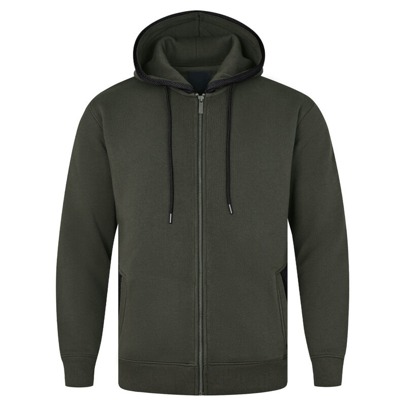Moss Plain Zipper Hoodie