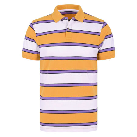 Apricot Stripe Pique Polo Shirt