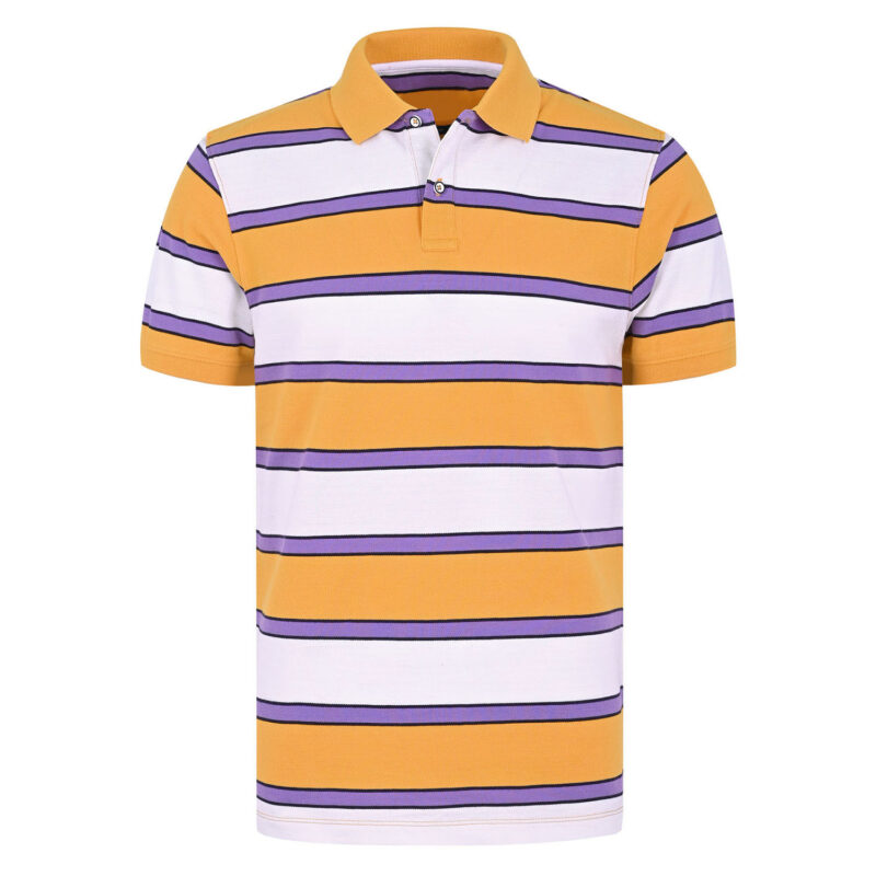 Apricot Stripe Pique Polo Shirt