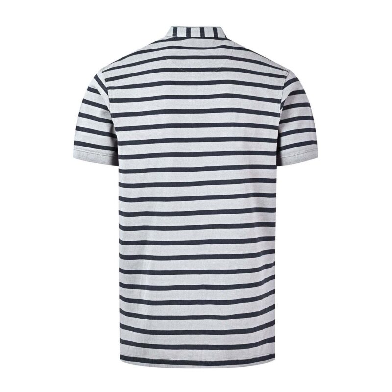 Grey Stripe Band Collar Pique T-shirt - Image 2