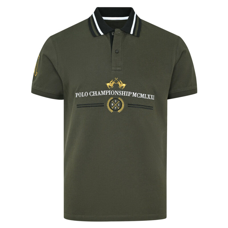 Olive Embroidered Pique Polo Shirt