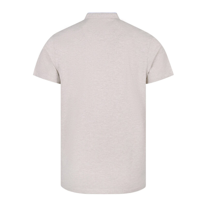 Oatmeal Plain Band Collar Pique T-shirt - Image 2