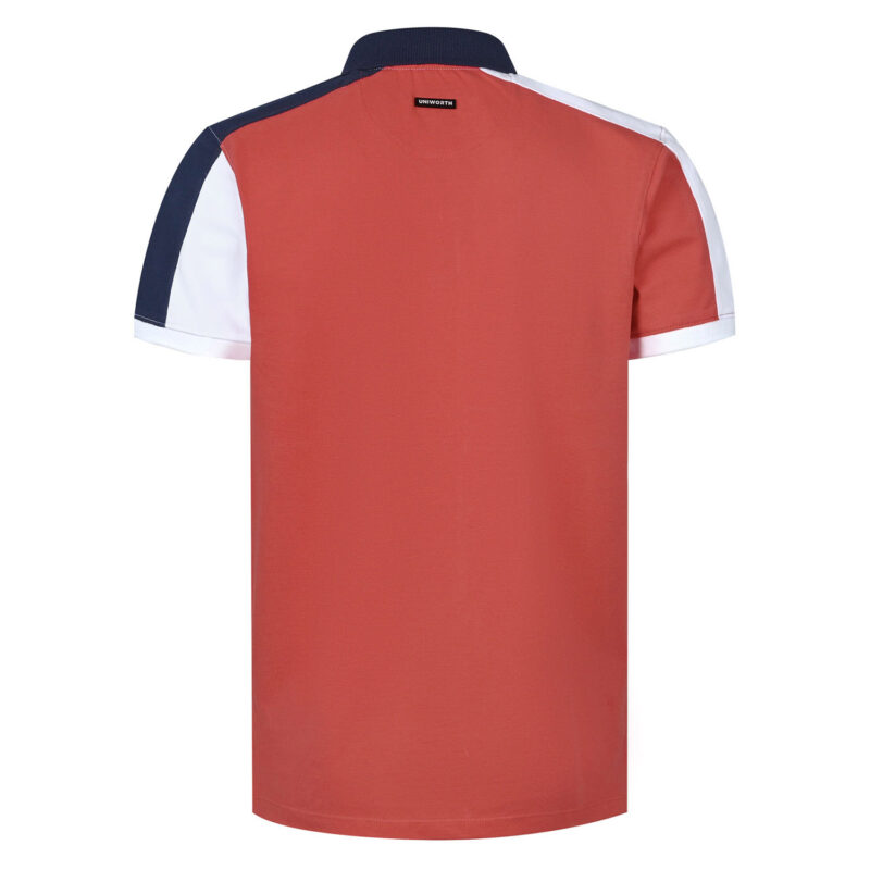 Coral Color Block Polo Shirt - Image 2