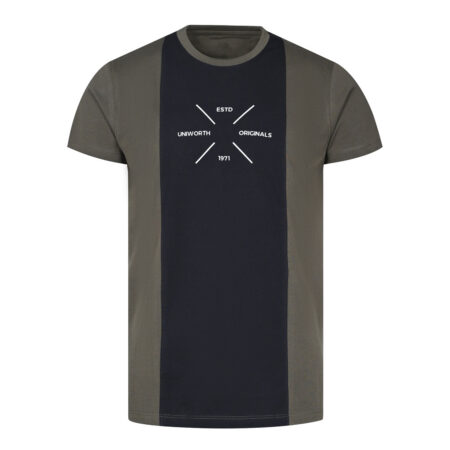Olive Color Block Crew Neck T-shirt