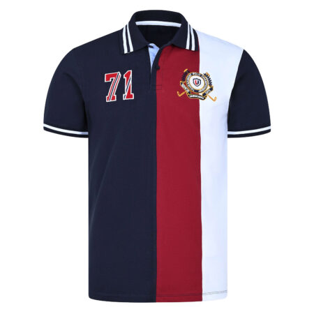 Navy Color Block Polo Shirt