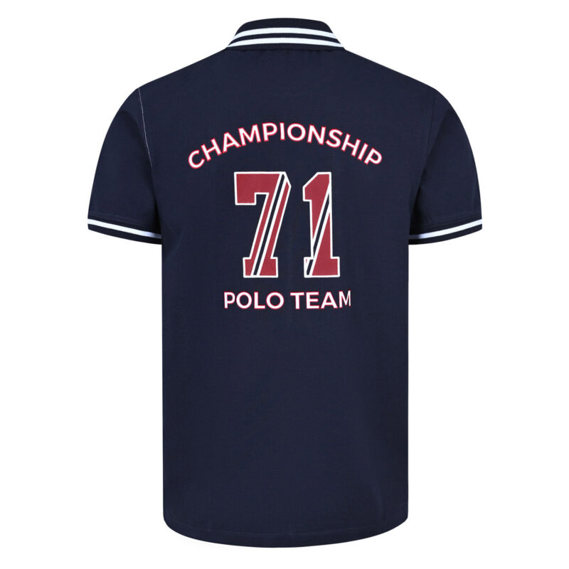 Navy Color Block Polo Shirt - Image 2