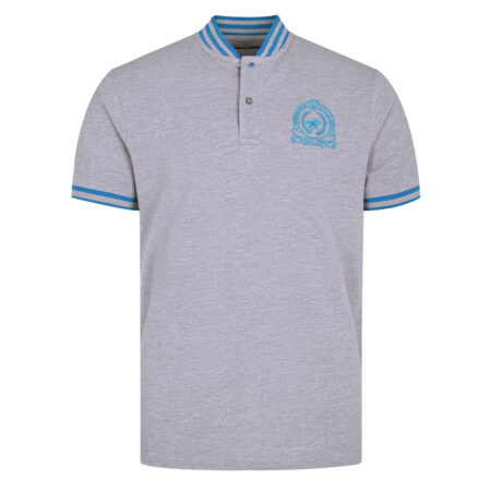 Heather Grey Plain Band Collar Cotton T-shirt