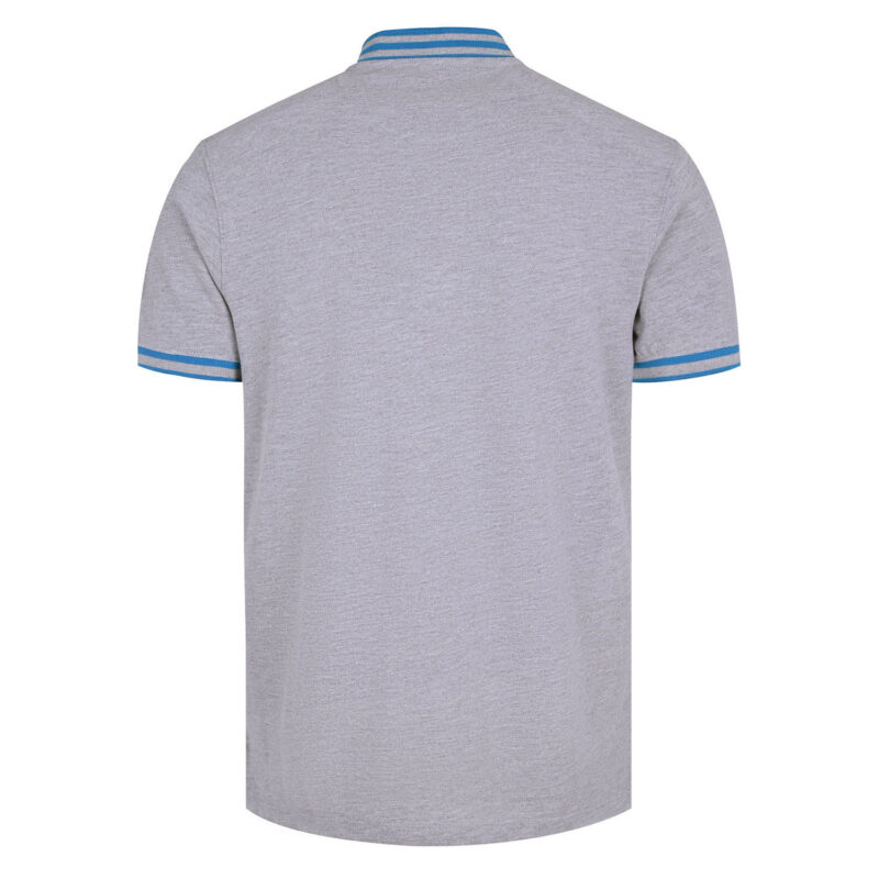 Heather Grey Plain Band Collar Cotton T-shirt - Image 2