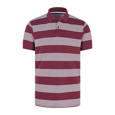 Maroon Stripe Pique Polo Shirt