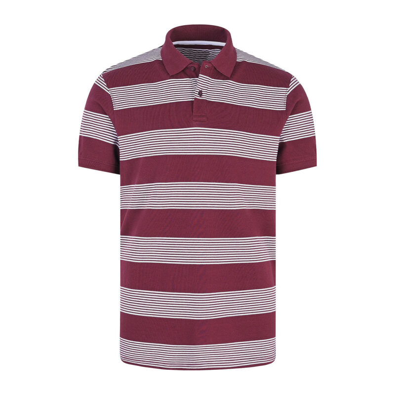 Maroon Stripe Pique Polo Shirt
