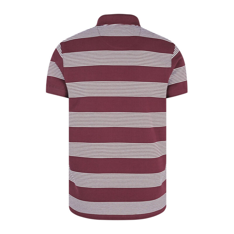 Maroon Stripe Pique Polo Shirt - Image 2