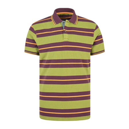 Olive Stripe Pique Polo Shirt