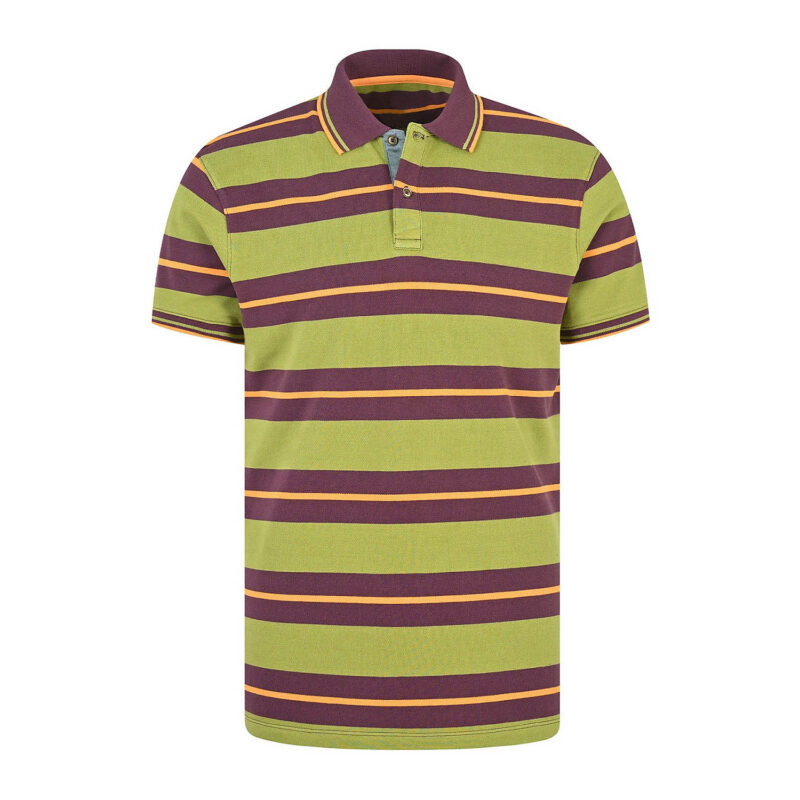 Olive Stripe Pique Polo Shirt