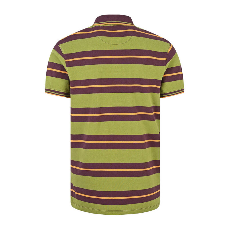 Olive Stripe Pique Polo Shirt - Image 2