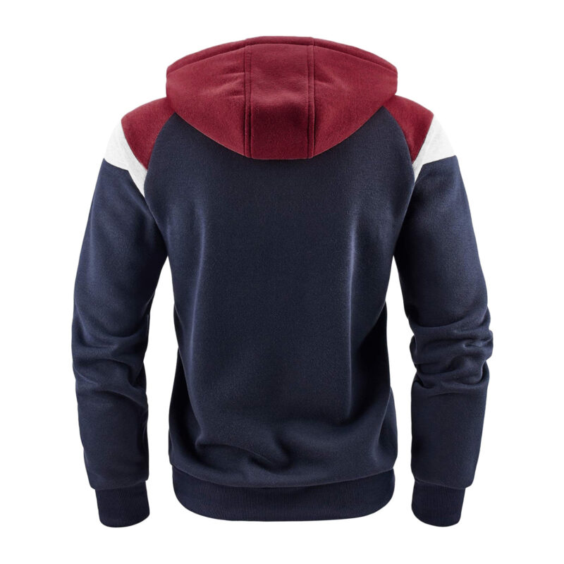 Men's Full Zip Up Color Block Hoodie Fashion Gym - Image 2