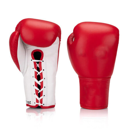 Classic Lace-Up Leather Boxing Glove - Red